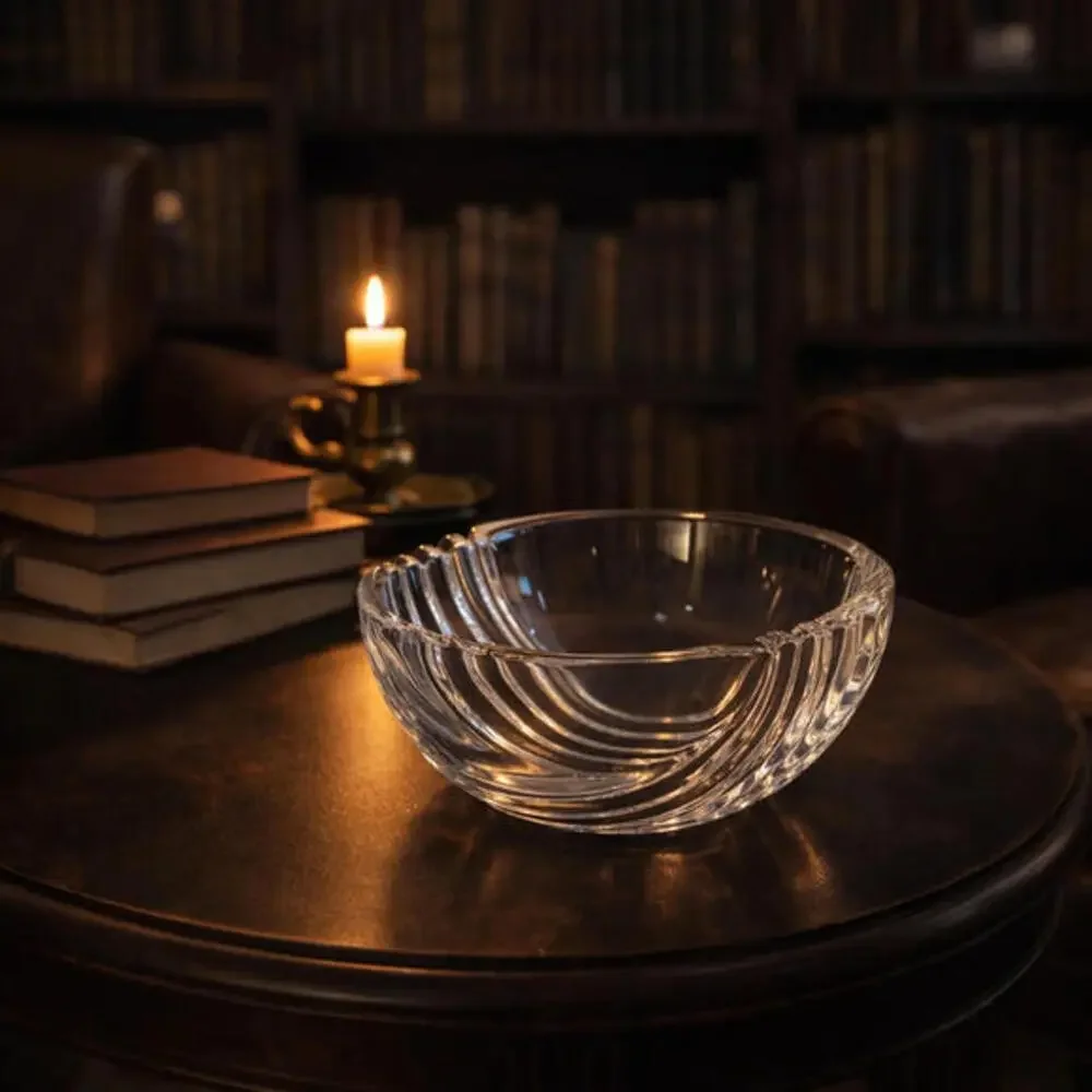 Tiffany & Co Crystal Swirl Centerpiece Bowl 6.5” Monogram HJP